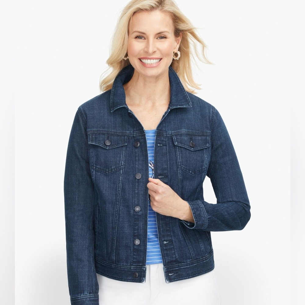 NWOT Talbots dark wash classic Jean jacket ~ SIZE LARGE